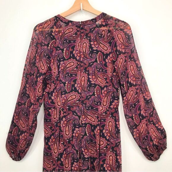 Tommy Hilfiger Black Marron Paisley Print Lightweight Long Sleeve Dress - Picture 10 of 16